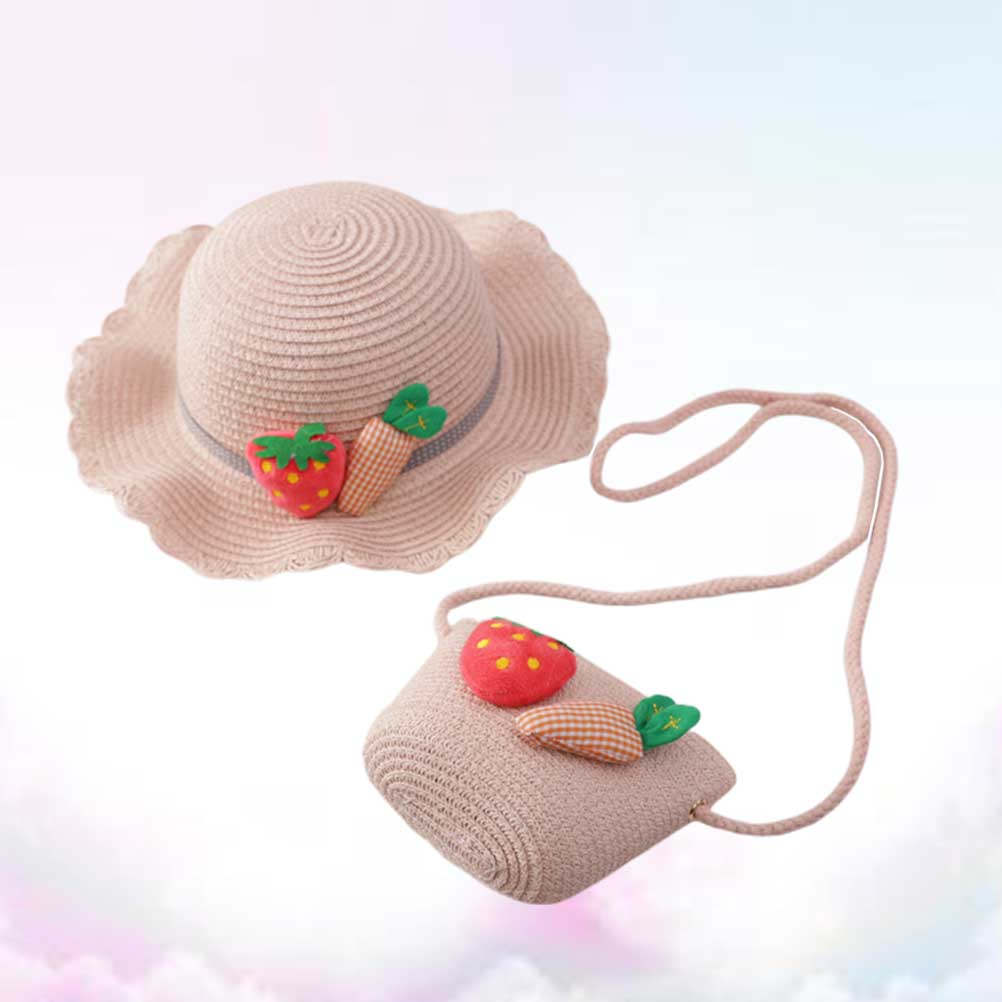 Straw Hat Summer - 1Set Kids Straw Sun Protection Hat