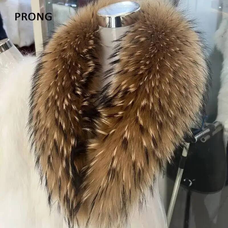 Women'S Fashion Jackets - Natural Raccoon Fur Collar Real Fur