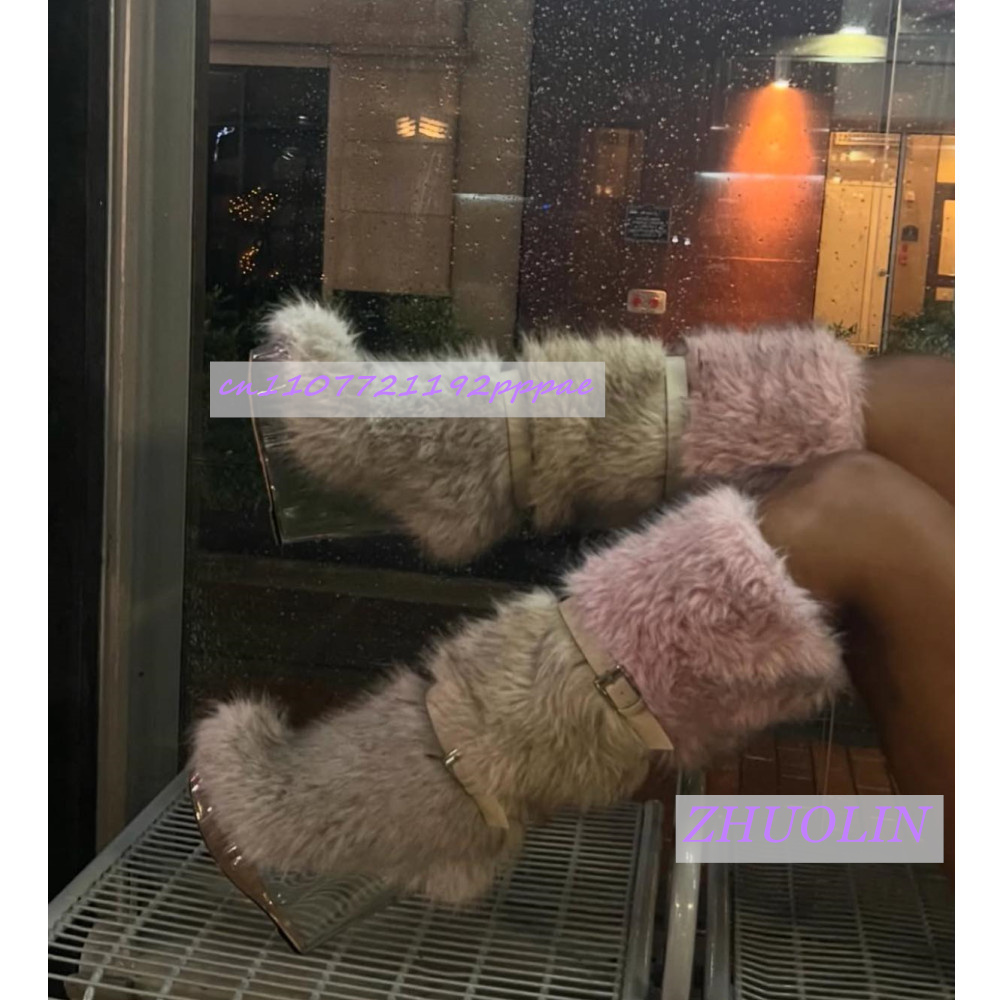 Winter Fashion Women Boots - Winter Gradient Furry Transparent Wedge Boots