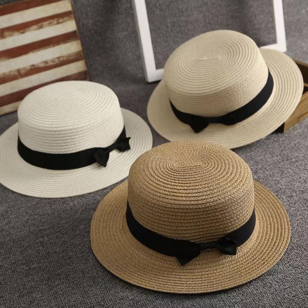 Straw Hat Summer - Beach Straw Hat Flat Top Wide