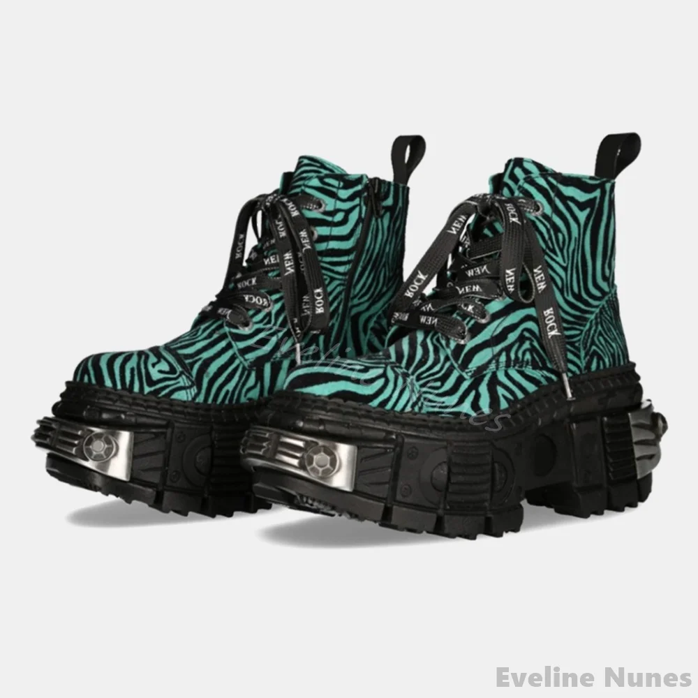 Winter Fashion Women Boots - Retro Contrast Color Leopard Print Punk