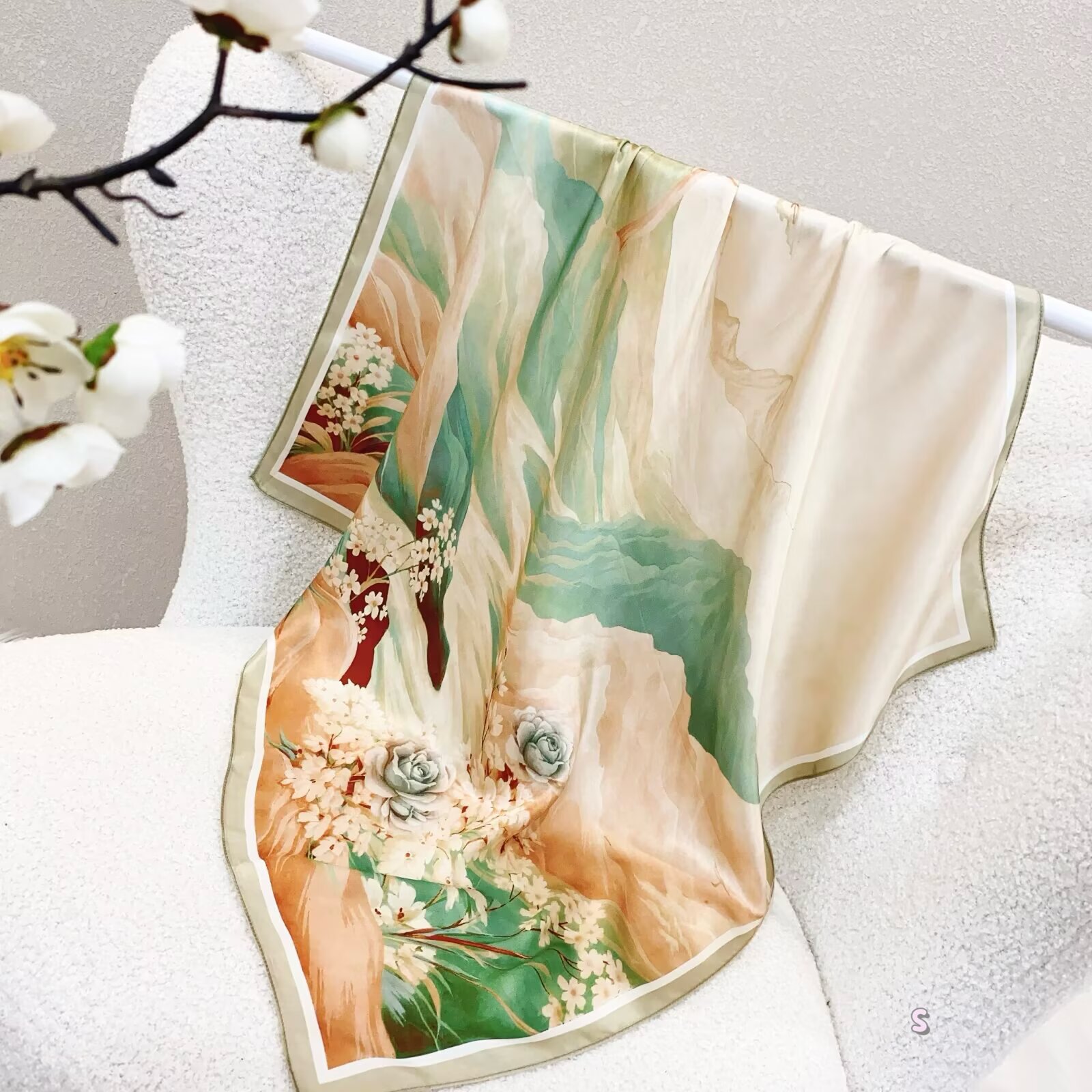 100% Real Silk Scarf Women Squ - Women'S Fashion Poncho recension och pris