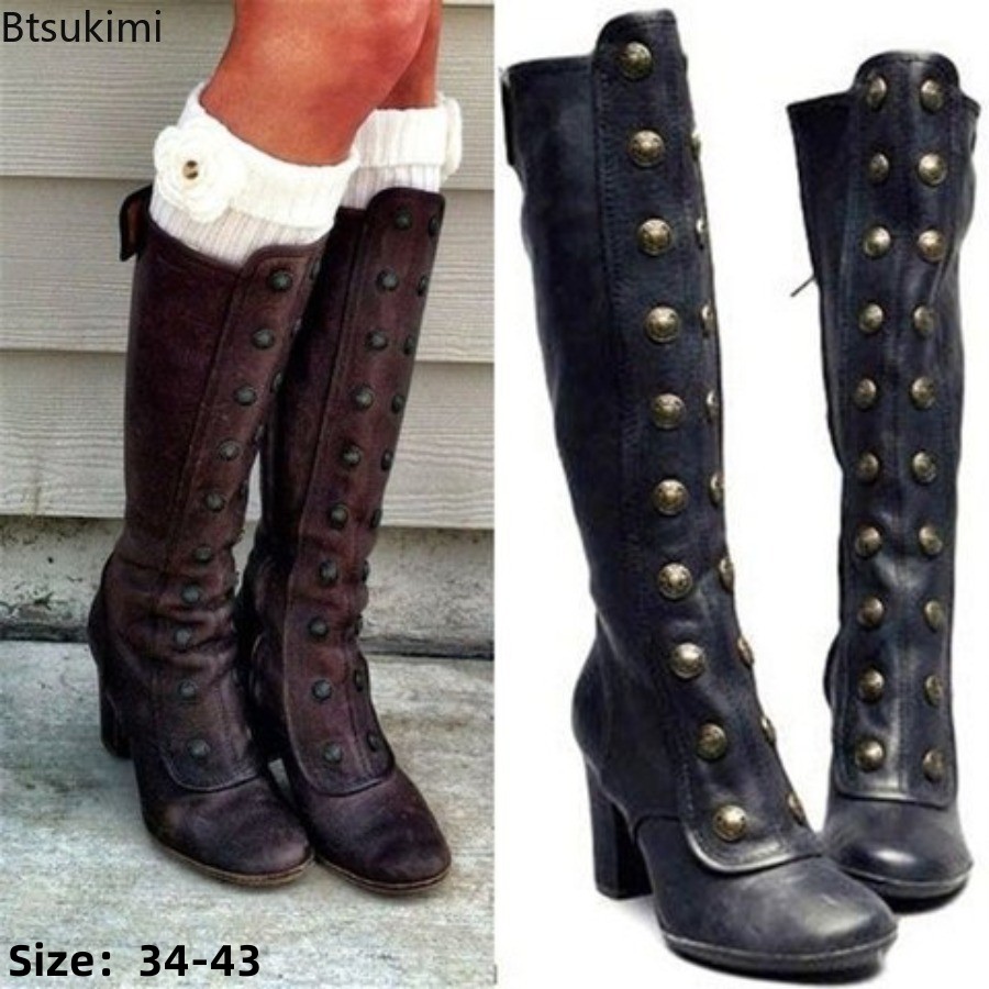 Retro Black Fashion Rivet Deco - Winter Fashion Women Boots recension och pris