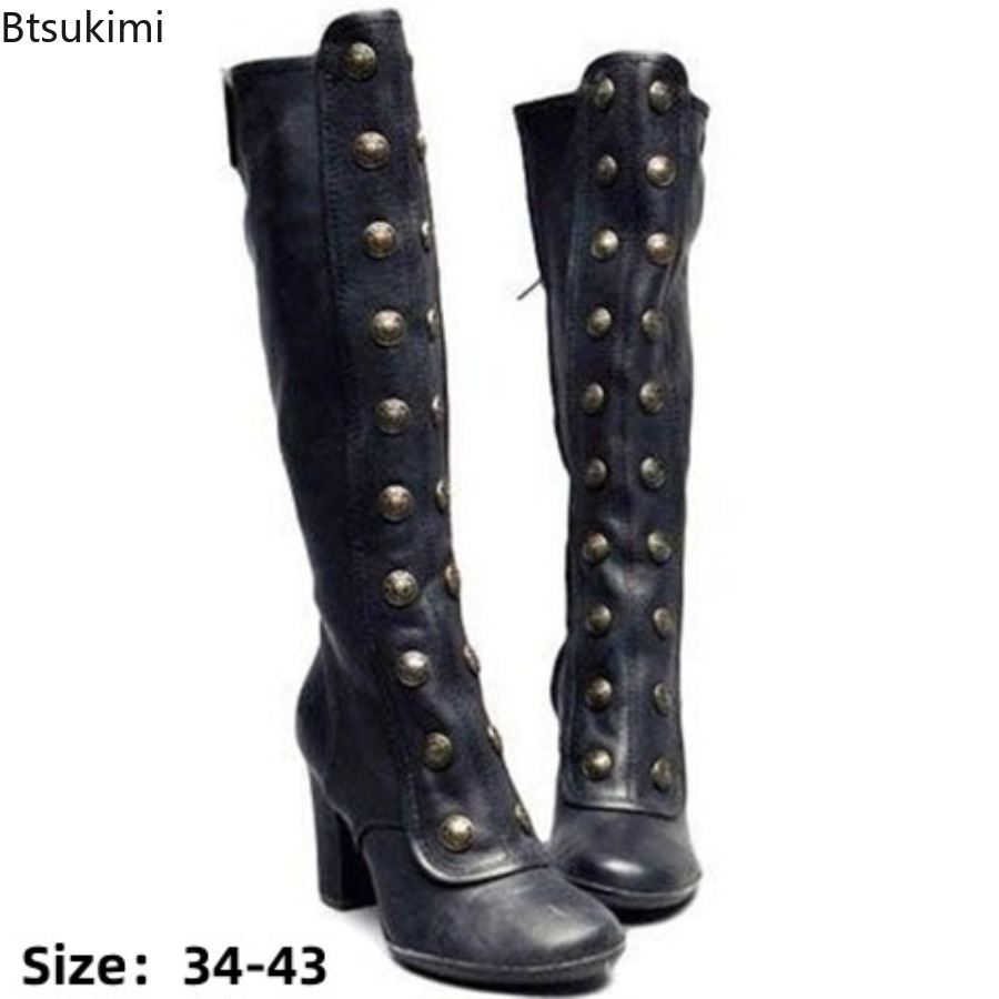 Retro Black Fashion Rivet Deco - Winter Fashion Women Boots recension och pris