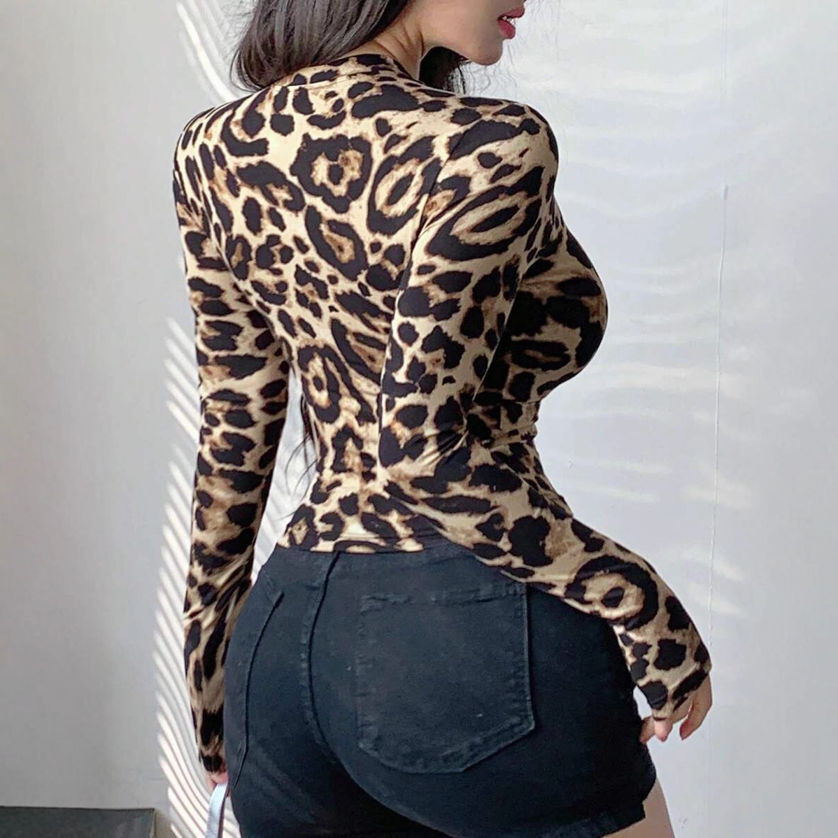Women Leopard Print Zip Up Lon - Women'S Fashion Jackets recension och pris