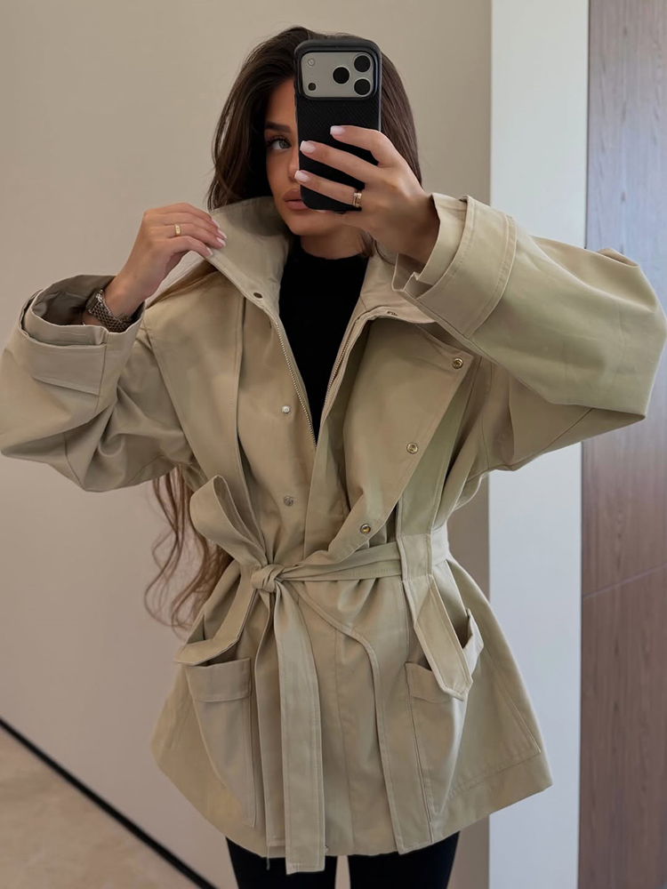 Women Short Trench Coat Belted - Women'S Fashion Utility Belt recension och pris