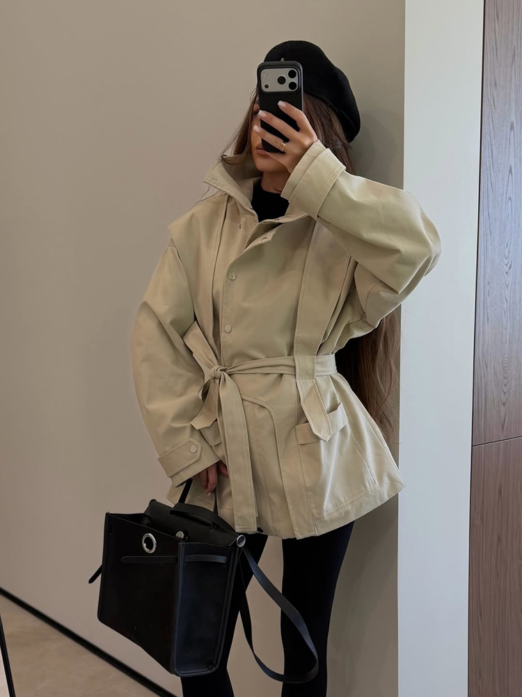 Women Short Trench Coat Belted - Women'S Fashion Utility Belt recension och pris