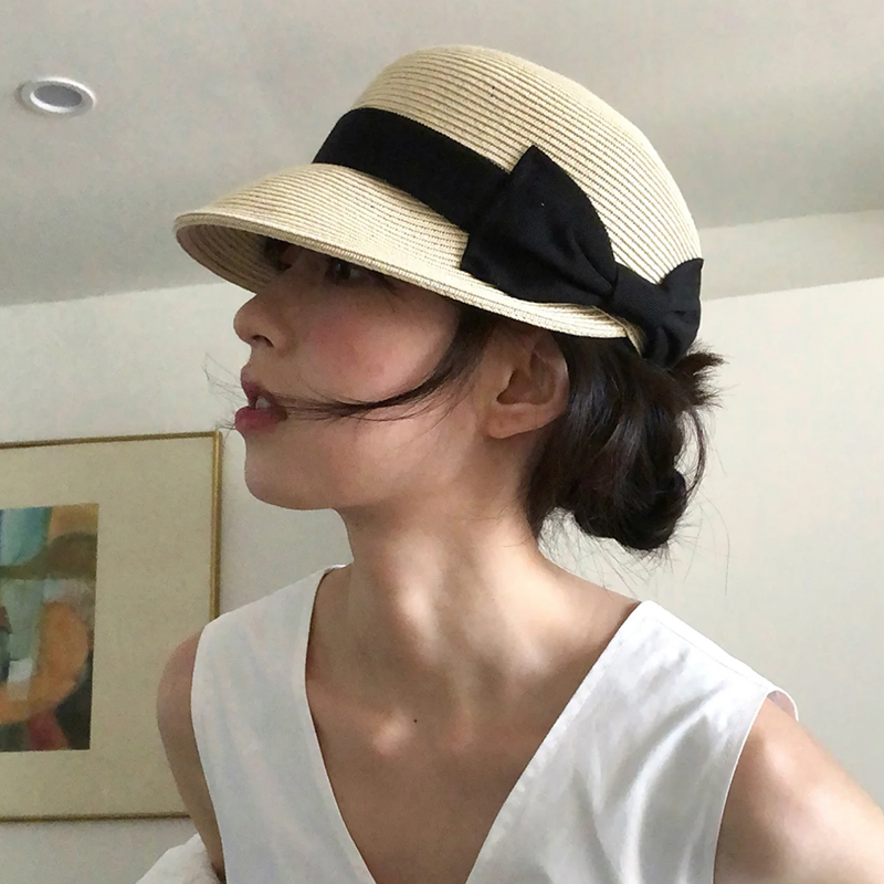 Bow Dome Straw Peaked Hat for  - Straw Hat Summer recension och pris