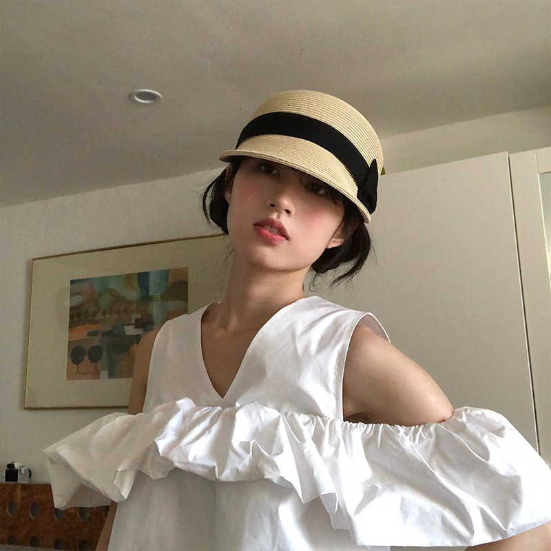 Bow Dome Straw Peaked Hat for  - Straw Hat Summer recension och pris
