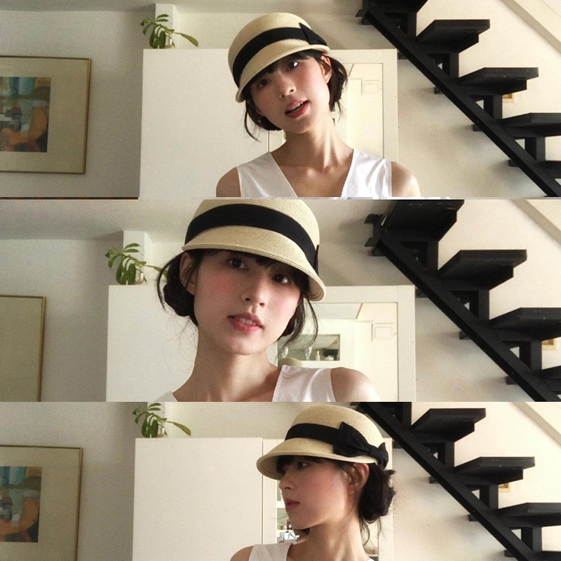 Bow Dome Straw Peaked Hat for  - Straw Hat Summer recension och pris