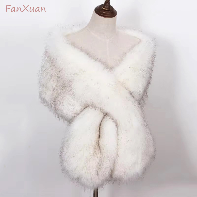 Faux Fox Fur Women Wraps Long  - Women'S Fashion Poncho recension och pris
