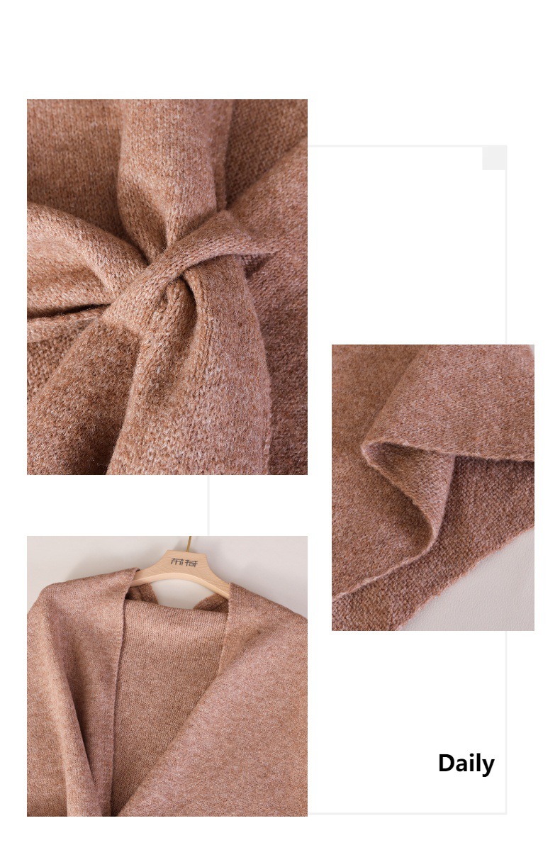 Simple Solid Color Knitted Tri - Women'S Fashion Poncho recension och pris