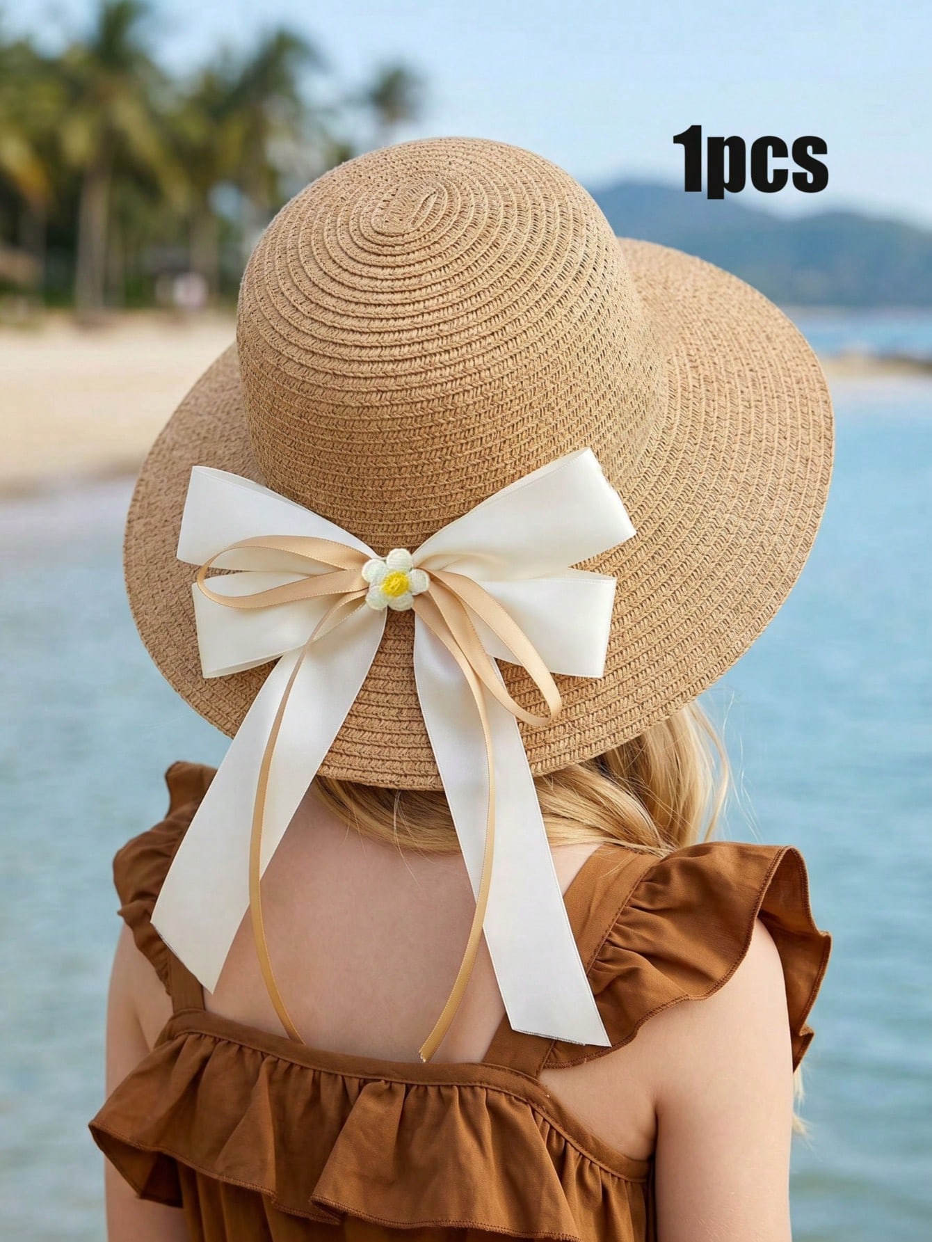 1Pc 3-8Y Girls Coffee Bow Stra - Straw Hat Summer recension och pris